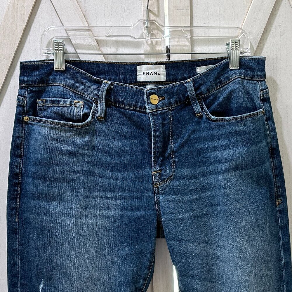 Frame Le Garcon Eaton Distressed Straight Leg Jeans - Picture 7 of 10